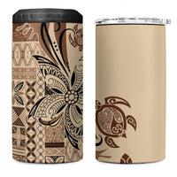 Talofa Samoa Mamanu Siapo Mix Malu 4 in 1 Can Cooler Tumbler Classic Beige Frangipani and Turtles LT7 One Size: 16 oz Beige - Polynesian Pride