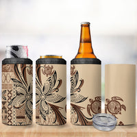 Talofa Samoa Mamanu Siapo Mix Malu 4 in 1 Can Cooler Tumbler Classic Beige Frangipani and Turtles LT7 - Polynesian Pride