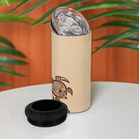 Talofa Samoa Mamanu Siapo Mix Malu 4 in 1 Can Cooler Tumbler Classic Beige Frangipani and Turtles LT7 - Polynesian Pride