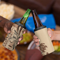 Talofa Samoa Mamanu Siapo Mix Malu 4 in 1 Can Cooler Tumbler Classic Beige Frangipani and Turtles LT7 - Polynesian Pride