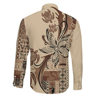Talofa Samoa Mamanu Siapo Mix Malu Family Matching Off Shoulder Maxi Dress and Hawaiian Shirt Classic Beige Frangipani and Turtles LT7 - Polynesian Pride