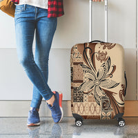 Talofa Samoa Mamanu Siapo Mix Malu Luggage Cover Classic Beige Frangipani and Turtles