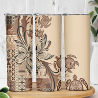 Talofa Samoa Mamanu Siapo Mix Malu Skinny Tumbler Classic Beige Frangipani and Turtles LT7 - Polynesian Pride
