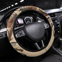 Talofa Samoa Mamanu Siapo Mix Malu Steering Wheel Cover Classic Beige Frangipani and Turtles LT7 Universal Fit Beige - Polynesian Pride