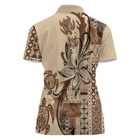 Talofa Samoa Mamanu Siapo Mix Malu Women Polo Shirt Classic Beige Frangipani and Turtles LT7 - Polynesian Pride