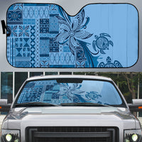 Talofa Samoa Mamanu Siapo Mix Malu Auto Sun Shade Cool Blue Frangipani and Turtles