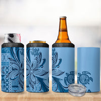 Talofa Samoa Mamanu Siapo Mix Malu 4 in 1 Can Cooler Tumbler Cool Blue Frangipani and Turtles