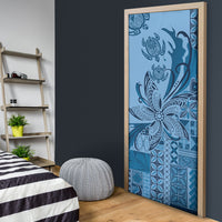 Talofa Samoa Mamanu Siapo Mix Malu Door Cover Cool Blue Frangipani and Turtles LT7 - Polynesian Pride