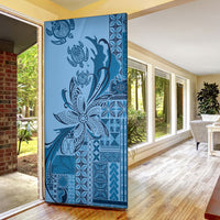 Talofa Samoa Mamanu Siapo Mix Malu Door Cover Cool Blue Frangipani and Turtles LT7 - Polynesian Pride