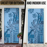 Talofa Samoa Mamanu Siapo Mix Malu Door Cover Cool Blue Frangipani and Turtles LT7 - Polynesian Pride
