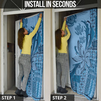 Talofa Samoa Mamanu Siapo Mix Malu Door Cover Cool Blue Frangipani and Turtles LT7 - Polynesian Pride
