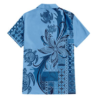 Talofa Samoa Mamanu Siapo Mix Malu Family Matching Tank Maxi Dress and Hawaiian Shirt Cool Blue Frangipani and Turtles LT7 - Polynesian Pride