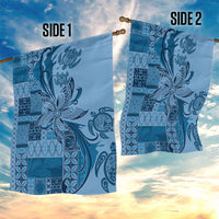 Talofa Samoa Mamanu Siapo Mix Malu Garden Flag Cool Blue Frangipani and Turtles