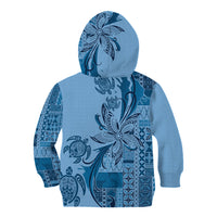 Talofa Samoa Mamanu Siapo Mix Malu Kid Hoodie Cool Blue Frangipani and Turtles LT7 - Polynesian Pride