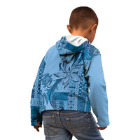 Talofa Samoa Mamanu Siapo Mix Malu Kid Hoodie Cool Blue Frangipani and Turtles LT7 - Polynesian Pride