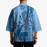 Talofa Samoa Mamanu Siapo Mix Malu Kimono Cool Blue Frangipani and Turtles