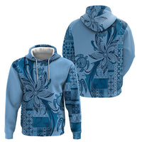 Talofa Samoa Mamanu Siapo Mix Malu Zip Hoodie Cool Blue Frangipani and Turtles LT7 - Polynesian Pride