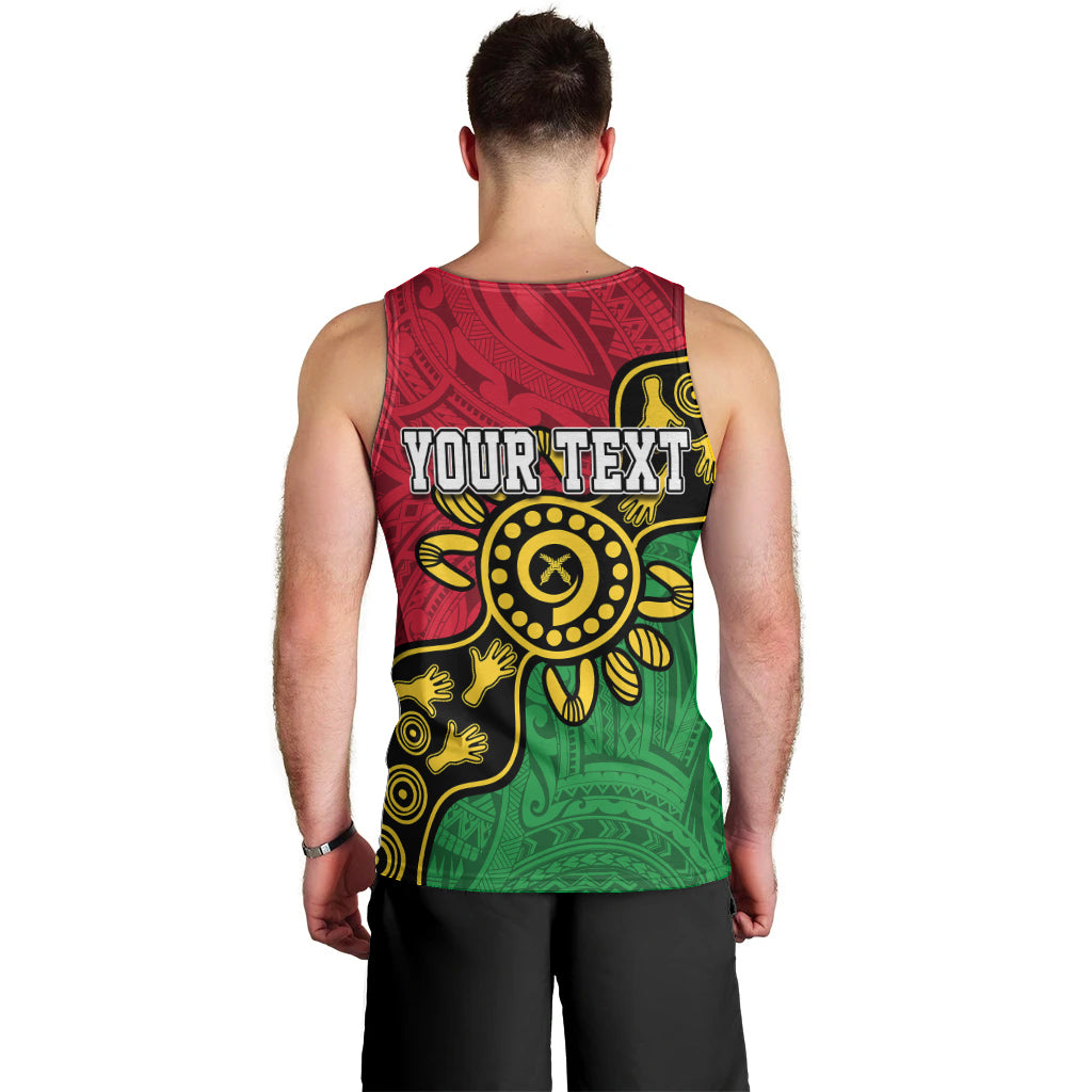 Personalised Vanuatu Men Tank Top Mix Aboriginal Dot Art LT7 - Polynesian Pride