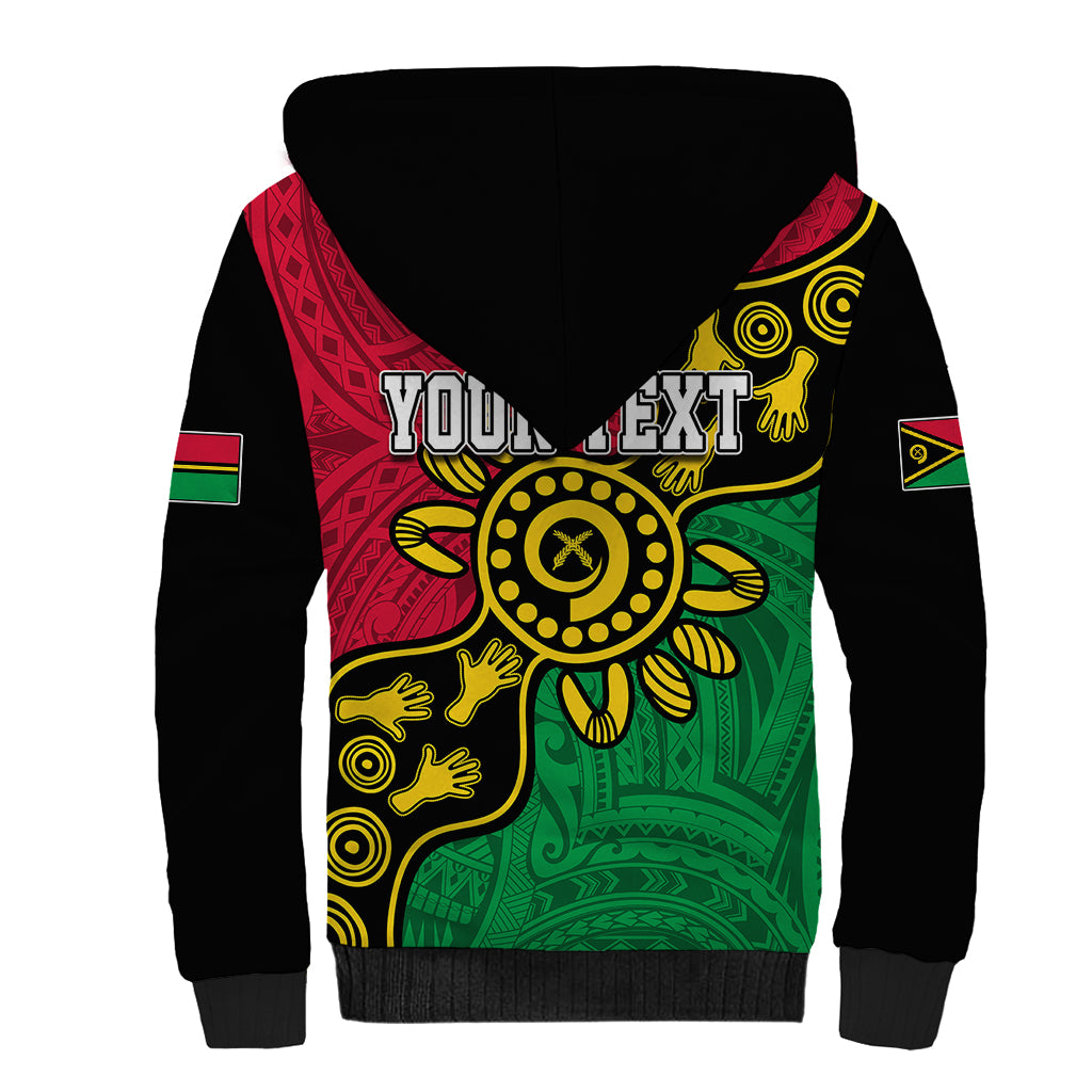 Personalised Vanuatu Sherpa Hoodie Mix Aboriginal Dot Art LT7 - Polynesian Pride