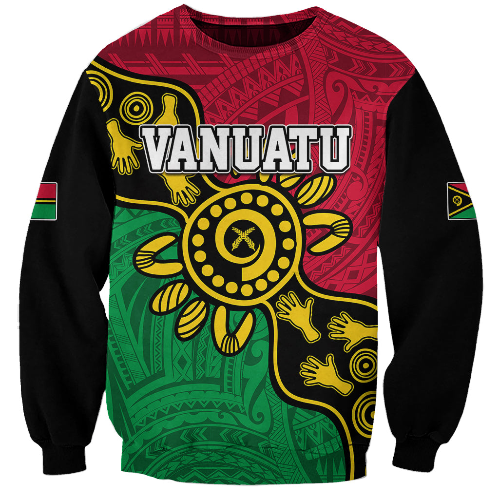 Personalised Vanuatu Sweatshirt Mix Aboriginal Dot Art LT7 Unisex Art - Polynesian Pride