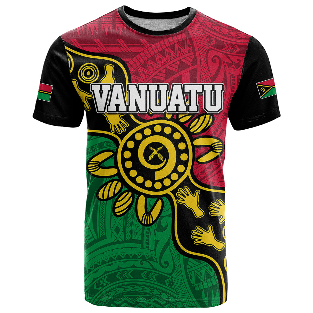 Custom Vanuatu T Shirt Mix Aboriginal Dot Art LT7 Art - Polynesian Pride