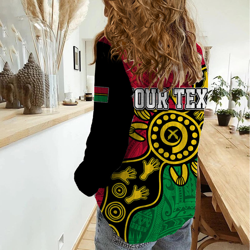 Personalised Vanuatu Women Casual Shirt Mix Aboriginal Dot Art LT7 - Polynesian Pride
