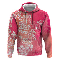 Dreamy Butterfly Polynesian - Breast Cancer Awareness Zip Hoodie Floral Vibes