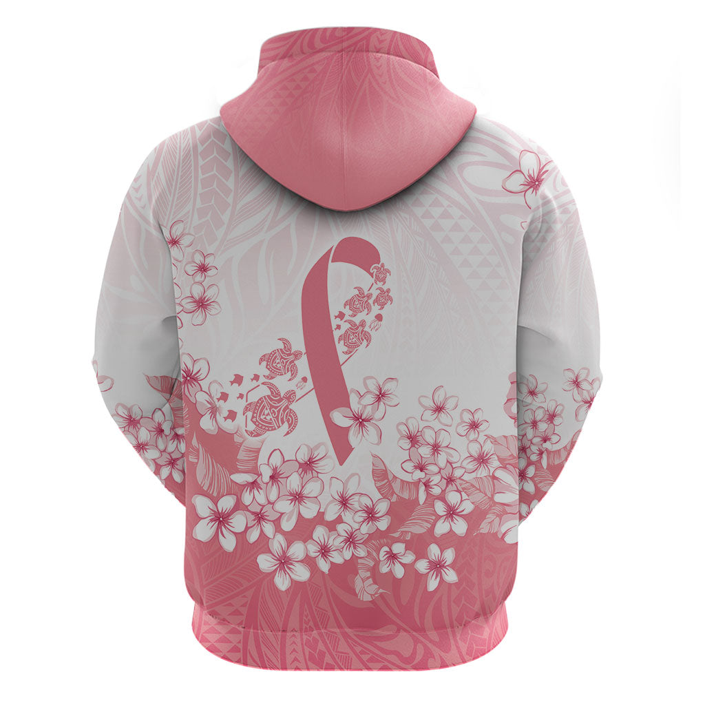 Breast Cancer Awareness Polynesian Hoodie Floral Pink Ribbon