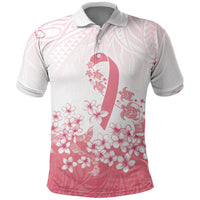 Breast Cancer Awareness Polynesian Polo Shirt Floral Pink Ribbon LT7 Pastel Pink - Polynesian Pride