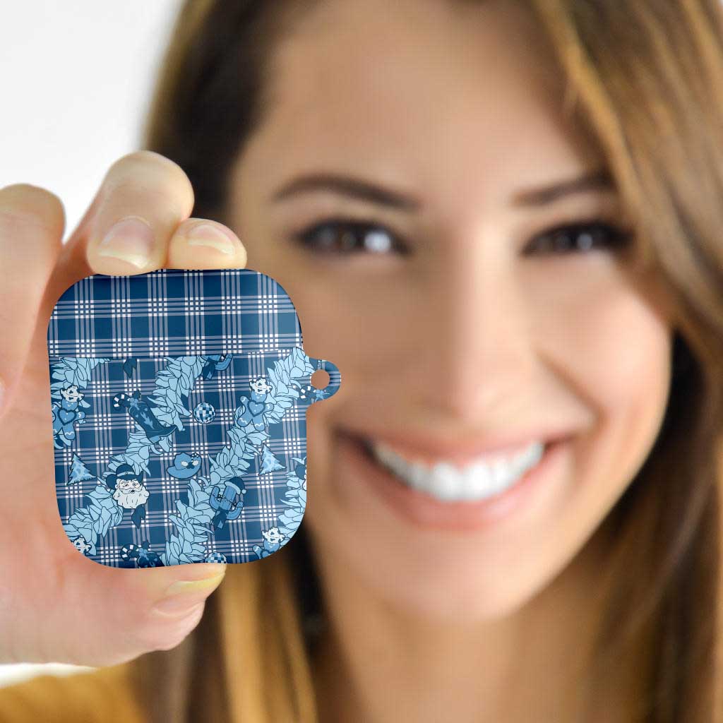 Blue Palaka Hawaii Cowboy Christmas AirPods Case Paniolo Mix Maile Lei - Polynesian Pride