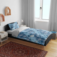 Blue Palaka Hawaii Cowboy Christmas Bedding Set Paniolo Mix Maile Lei - Polynesian Pride
