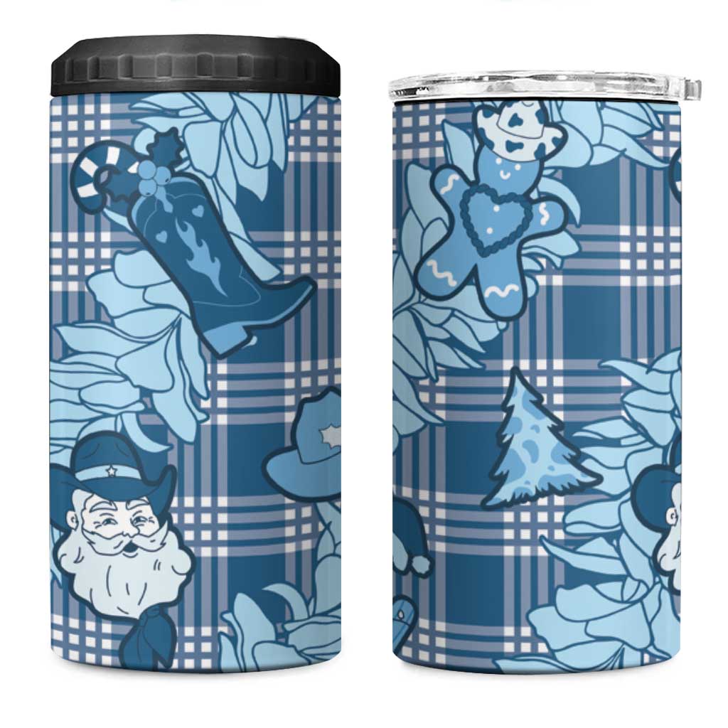 Blue Palaka Hawaii Cowboy Christmas 4 in 1 Can Cooler Tumbler Paniolo Mix Maile Lei LT7 One Size: 16 oz Blue - Polynesian Pride