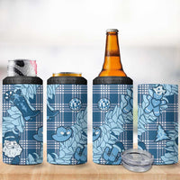 Blue Palaka Hawaii Cowboy Christmas 4 in 1 Can Cooler Tumbler Paniolo Mix Maile Lei LT7 - Polynesian Pride