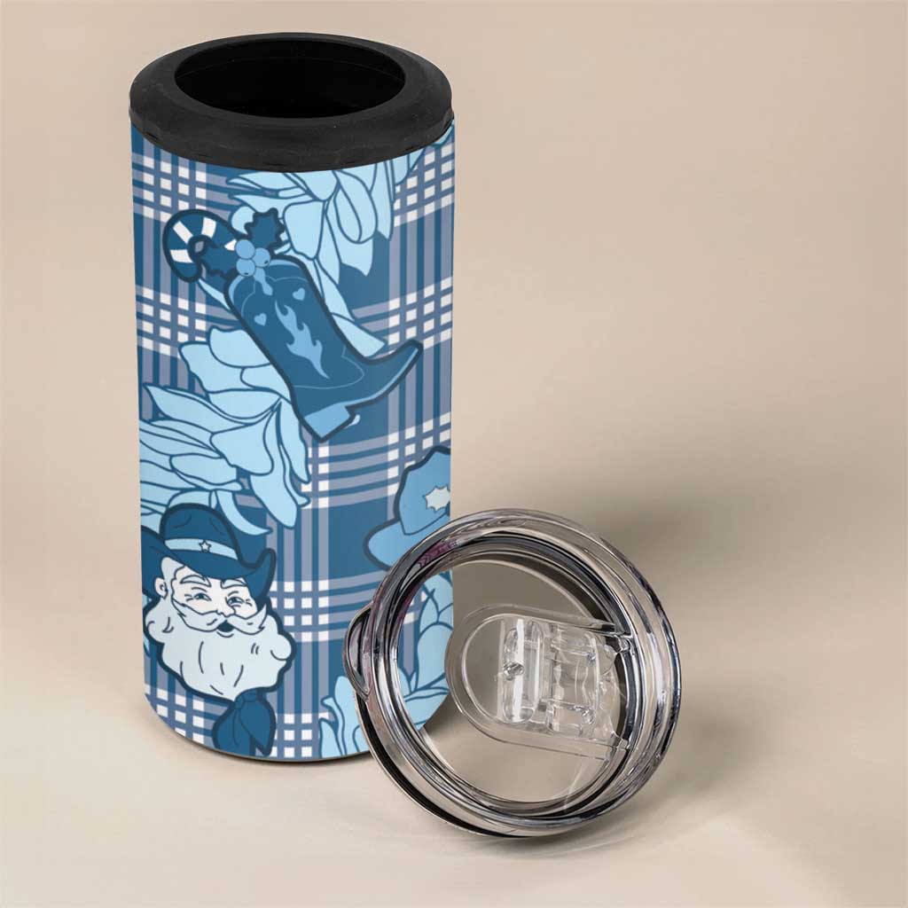Blue Palaka Hawaii Cowboy Christmas 4 in 1 Can Cooler Tumbler Paniolo Mix Maile Lei LT7 - Polynesian Pride