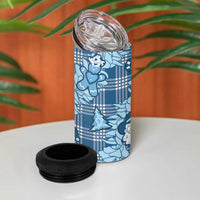 Blue Palaka Hawaii Cowboy Christmas 4 in 1 Can Cooler Tumbler Paniolo Mix Maile Lei LT7 - Polynesian Pride