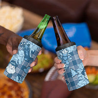 Blue Palaka Hawaii Cowboy Christmas 4 in 1 Can Cooler Tumbler Paniolo Mix Maile Lei LT7 - Polynesian Pride