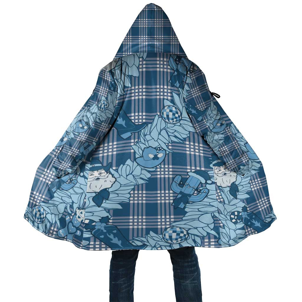 Blue Palaka Hawaii Cowboy Christmas Cloak Paniolo Mix Maile Lei LT7 Unisex Blue - Polynesian Pride