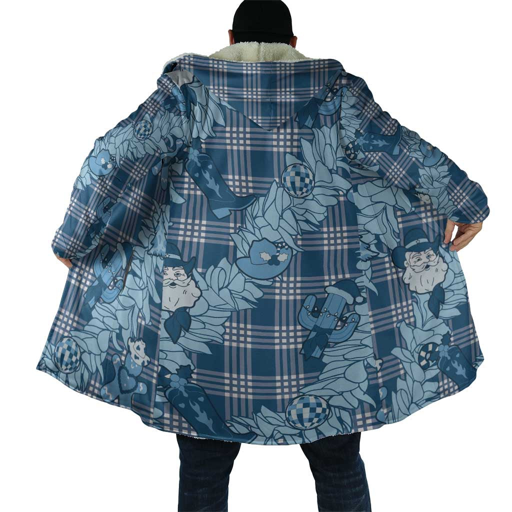 Blue Palaka Hawaii Cowboy Christmas Cloak Paniolo Mix Maile Lei LT7 - Polynesian Pride