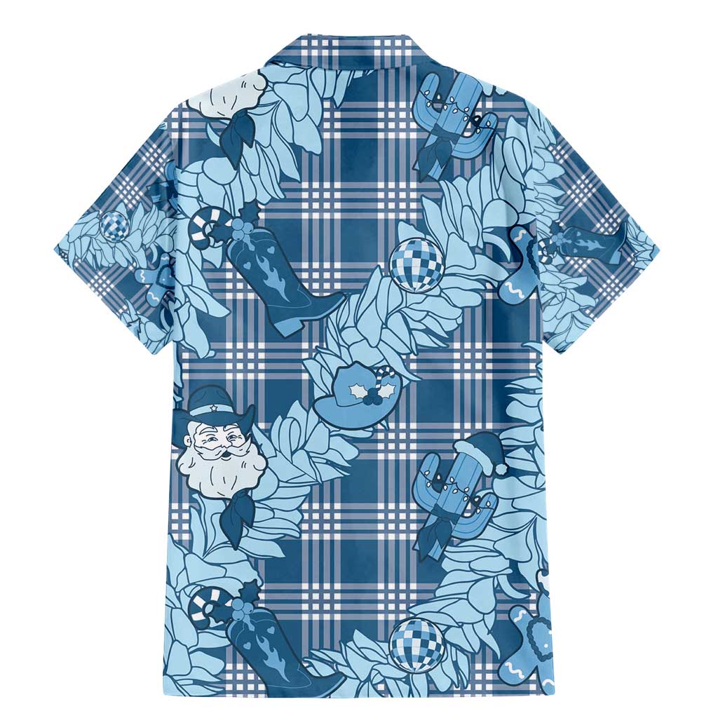 Blue Palaka Hawaii Cowboy Christmas Family Matching Mermaid Dress and Hawaiian Shirt Paniolo Mix Maile Lei LT7 - Polynesian Pride
