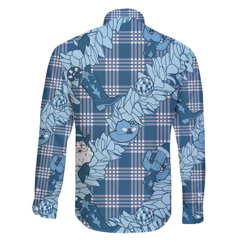 Blue Palaka Hawaii Cowboy Christmas Family Matching Puletasi and Hawaiian Shirt Paniolo Mix Maile Lei LT7 - Polynesian Pride