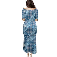 Blue Palaka Hawaii Cowboy Christmas Family Matching Puletasi and Hawaiian Shirt Paniolo Mix Maile Lei LT7 - Polynesian Pride
