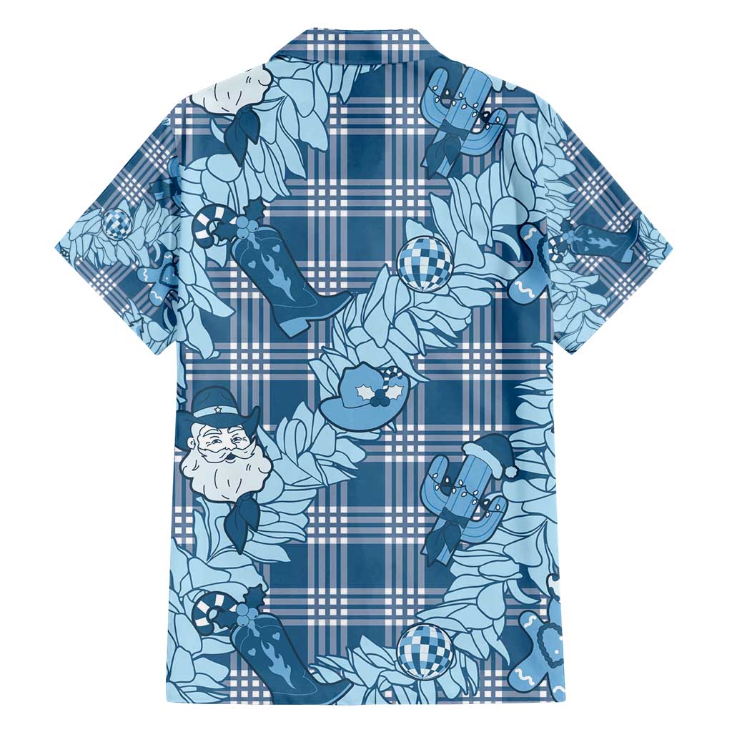 Blue Palaka Hawaii Cowboy Christmas Family Matching Tank Maxi Dress and Hawaiian Shirt Paniolo Mix Maile Lei LT7 - Polynesian Pride