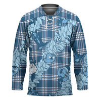 Blue Palaka Hawaii Cowboy Christmas Hockey Jersey Paniolo Mix Maile Lei - Polynesian Pride