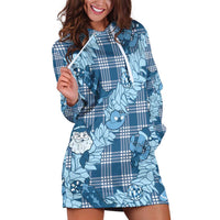 Blue Palaka Hawaii Cowboy Christmas Hoodie Dress Paniolo Mix Maile Lei LT7 Blue - Polynesian Pride