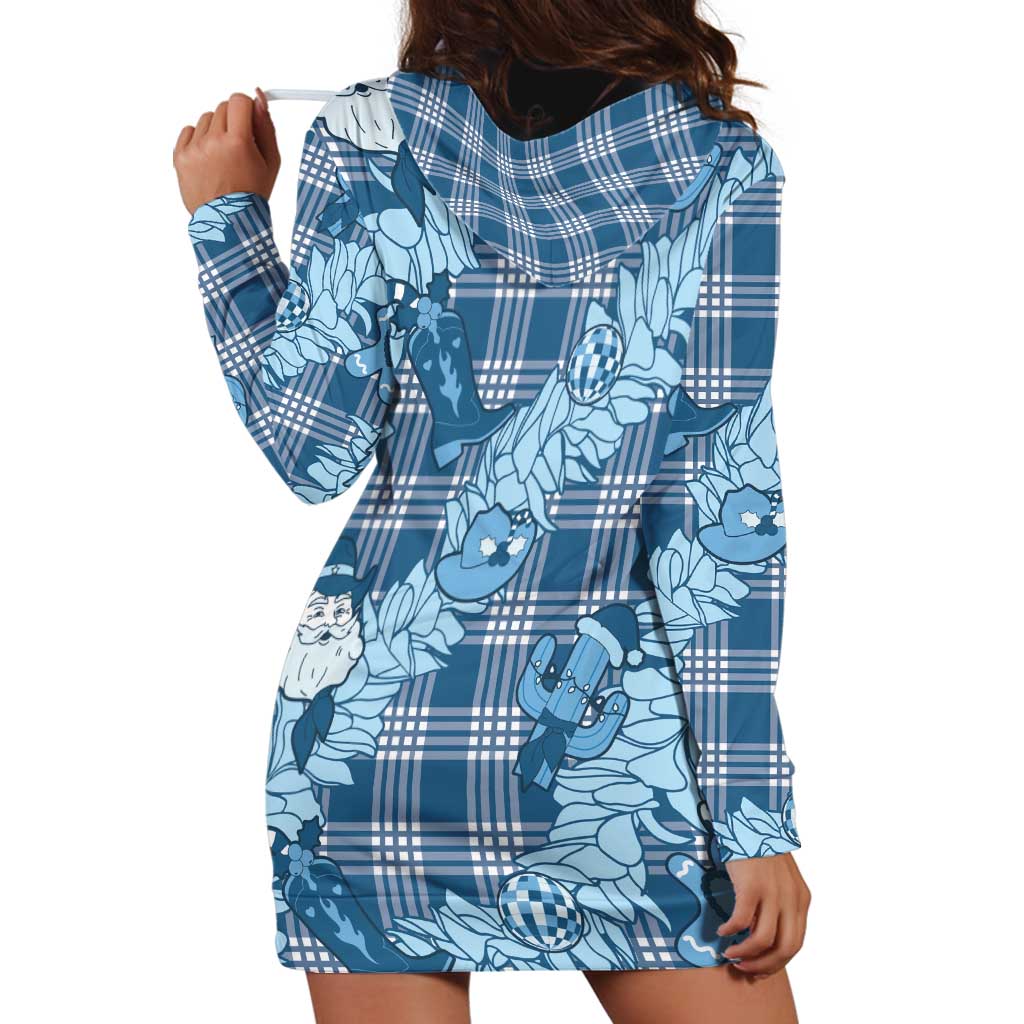 Blue Palaka Hawaii Cowboy Christmas Hoodie Dress Paniolo Mix Maile Lei LT7 - Polynesian Pride