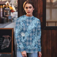 Blue Palaka Hawaii Cowboy Christmas Ugly Christmas Sweater Paniolo Mix Maile Lei - Polynesian Pride