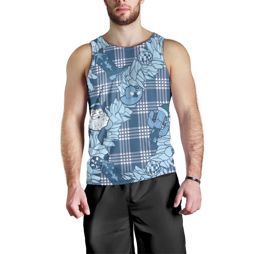 Blue Palaka Hawaii Cowboy Christmas Men Tank Top Paniolo Mix Maile Lei LT7 - Polynesian Pride