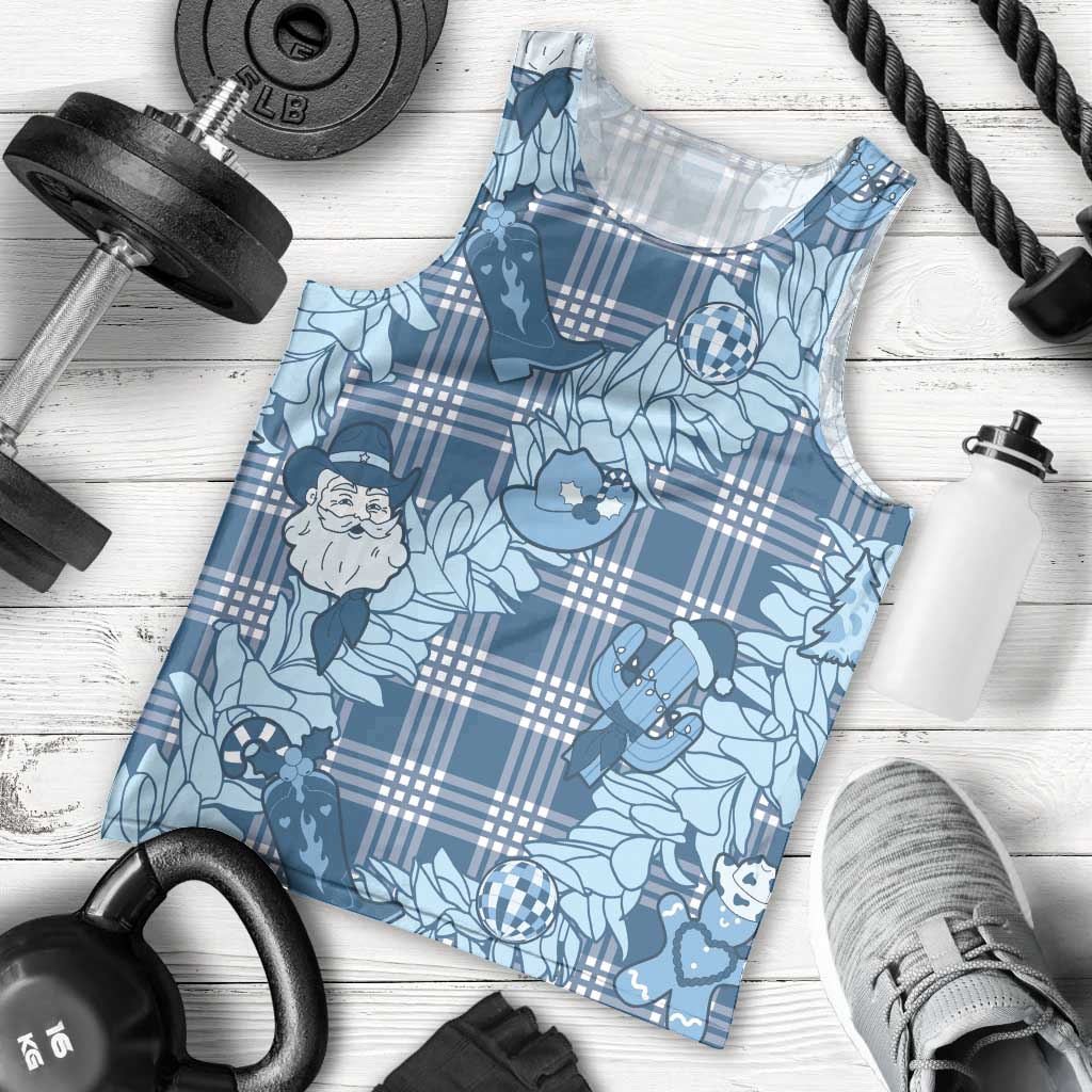 Blue Palaka Hawaii Cowboy Christmas Men Tank Top Paniolo Mix Maile Lei LT7 - Polynesian Pride