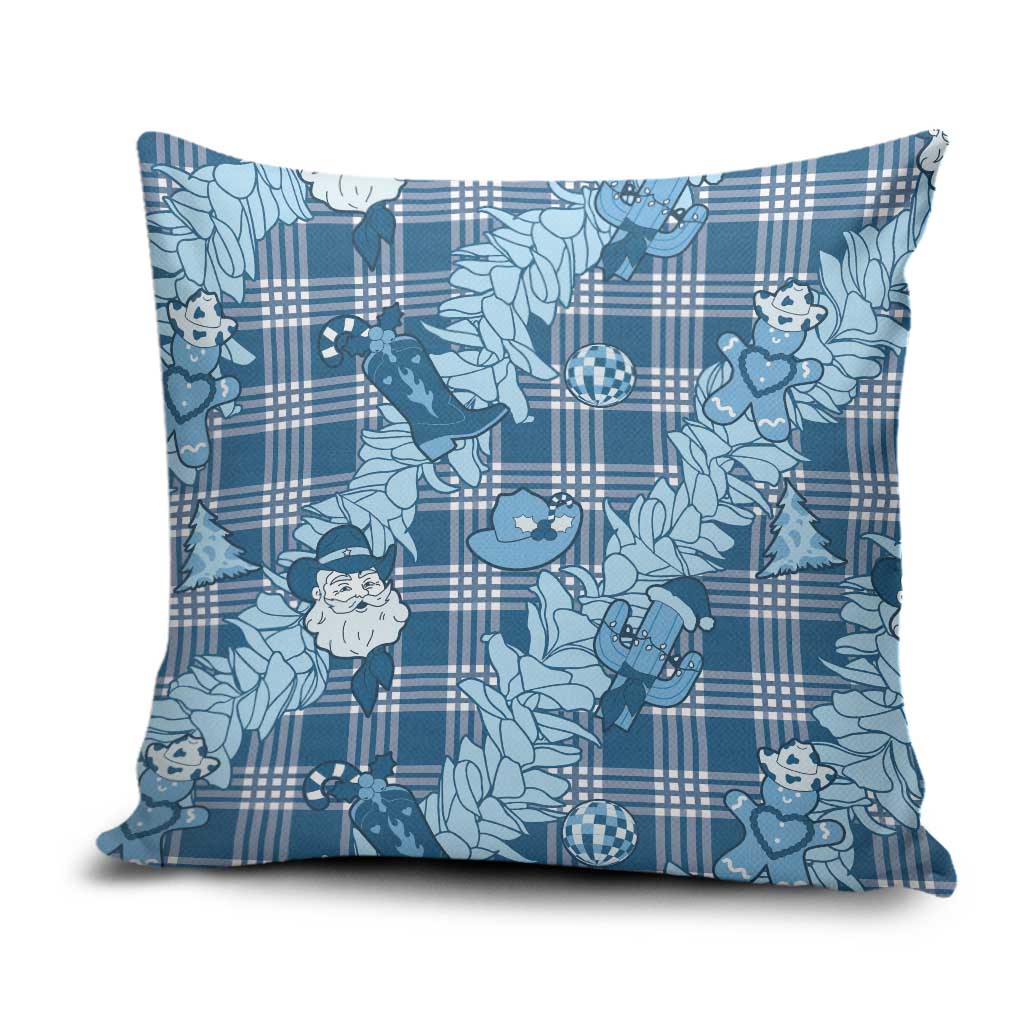 Blue Palaka Hawaii Cowboy Christmas Pillow Cover Paniolo Mix Maile Lei - Polynesian Pride