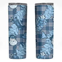 Blue Palaka Hawaii Cowboy Christmas Skinny Tumbler Paniolo Mix Maile Lei LT7 Blue - Polynesian Pride
